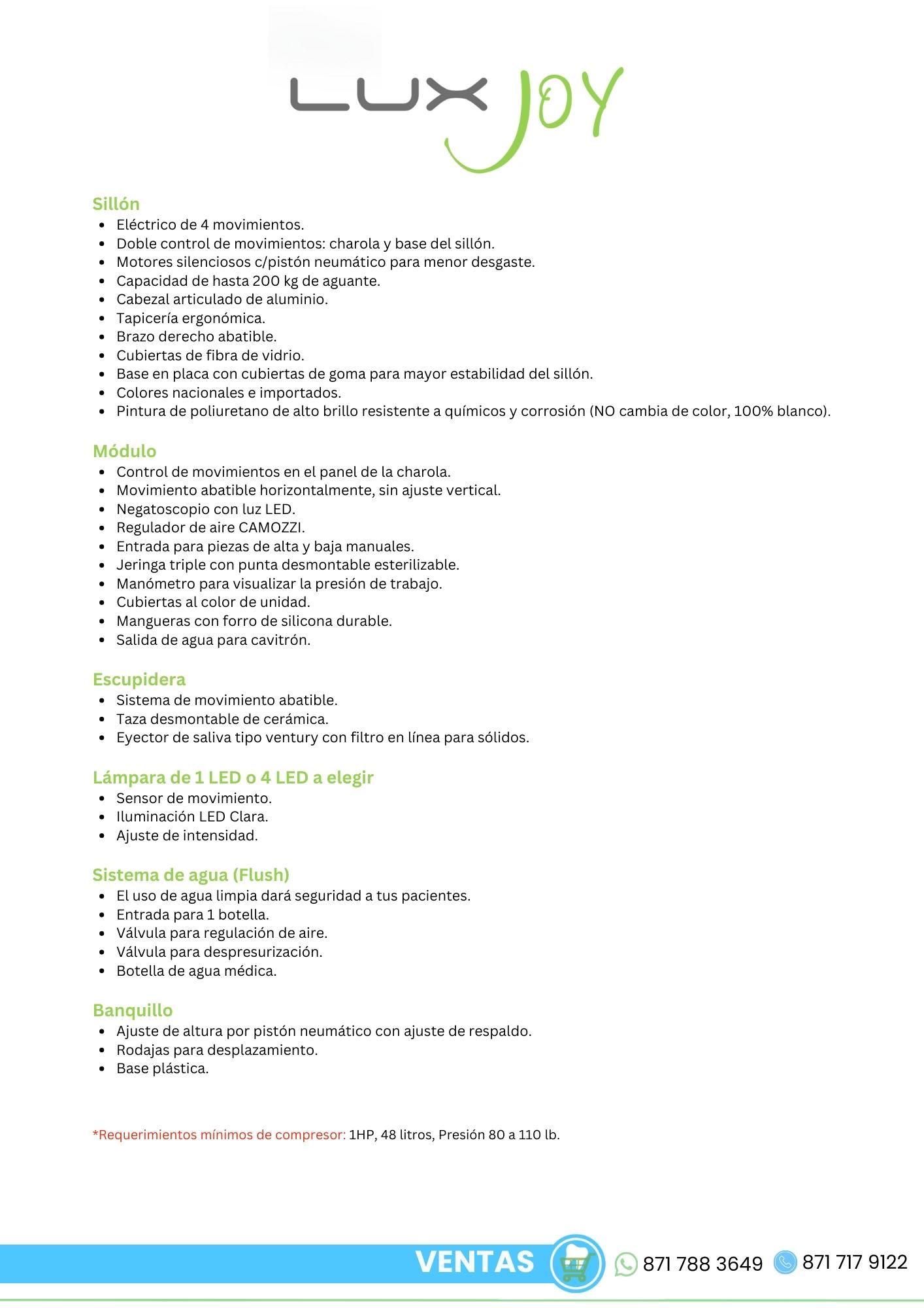 Caracteristicas y especificaciones lux joy Peymar Orthosign